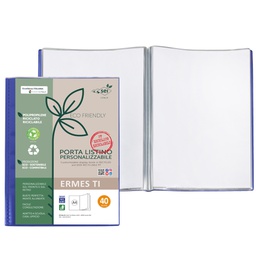 [100138] Portalistini personalizzabile Ermes TI in PP riciclato 40 buste blu Sei rota