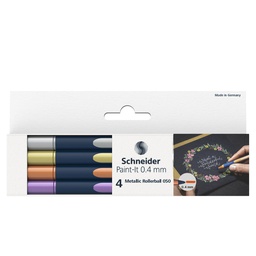 [100258] Astuccio 4 Metallic Roller 050 punta 0.4mm colori assortiti Schneider