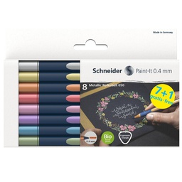 [100259] Astuccio 8 Metallic Roller 050 punta 0.4mm colori assortiti Schneider
