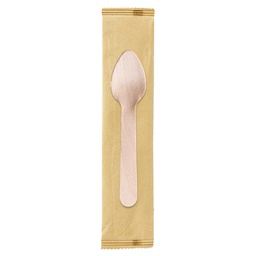 [100358] 250 Cucchiaini monouso in legno imbustati singolarmente 11cm Signor Bio