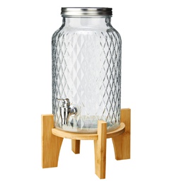 [100447] Caraffa in vetro con rubinetto e base in bamboo 5,6L Leone