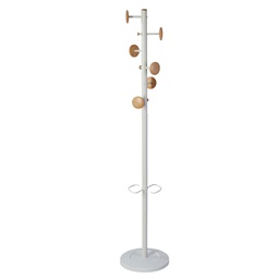 [100614] Appendiabiti a 6 ganci + 3 miniganci 175cm bianco/legno Music Alba