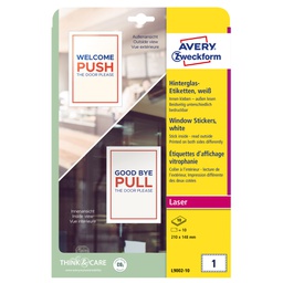 [100677] Adesivi per finestre in carta con pellicola 210x148mm 1adesivo/fg laser Avery