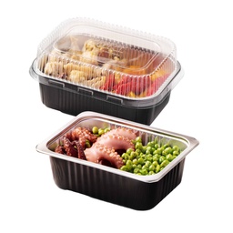 [100747] Pack 25 Contenitori alluminio stirato 1 porzione + coperchio in R-PET Cuki