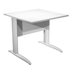 [100817] SCRIVANIA LINEARE 80X80cm BIANCO - fianchi grigio alluminio EASY