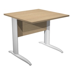 [100822] SCRIVANIA LINEARE 80X80cm ROVERE - fianchi grigio alluminio EASY
