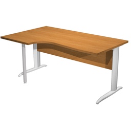 [100848] Scrivania Compact Sinistro 160x60/80/100cm NOCE CHIARO fianchi GRIGIO ALL. Easy