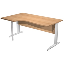 [100849] Scrivania Compact Sinistro 160x60/80/100cm FAGGIO fianchi GRIGIO ALL. Easy