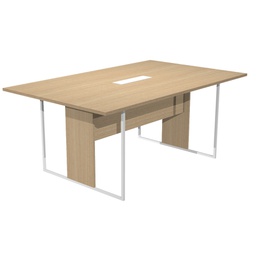[100924] Tavolo riunione 180x110cm rovere / gamba bianca / top bianco ESSENCE