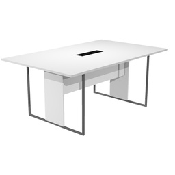 [100926] Tavolo riunione 180x110cm bianco / gamba antracite / top nero ESSENCE
