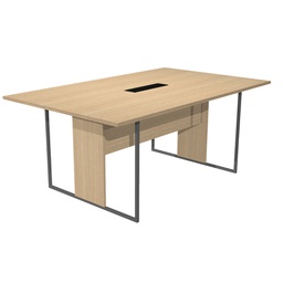 [100927] Tavolo riunione 180x110cm rovere / gamba antracite / top nero ESSENCE