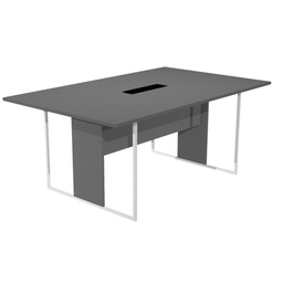 [100931] Tavolo riunione 180x110cm antracite / gamba bianco / top nero ESSENCE
