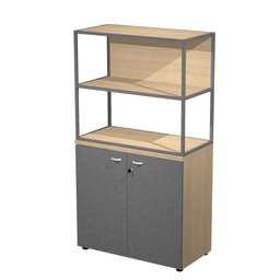 [100986] LIBRERIA media metal + arm. basso rovere/antracite/rovere/str.antracite ESSENCE