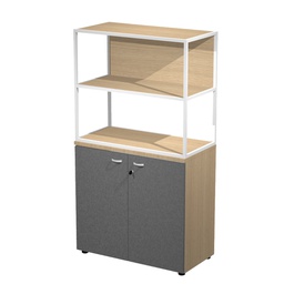 [100987] LIBRERIA media metal + arm. basso rovere/antracite/rovere/str.bianca ESSENCE