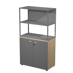 [100988] LIBRERIA media metal + arm. basso rovere/antracite/antracite/str.antrac ESSENCE