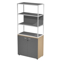 [101005] LIBRERIA alta metal + arm. basso rovere/antracite/antracite/str.bianca ESSENCE