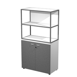 [101006] LIBRERIA media metal + arm. basso bianco/antracite/bianco/str.antracite ESSENCE