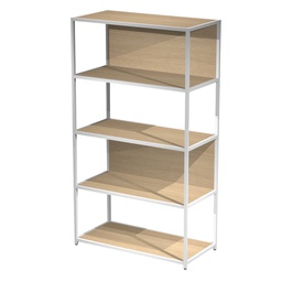 [101054] LIBRERIA 5 ripiani 90x44H161cm con struttura metal BIANCO - ROVERE Modular