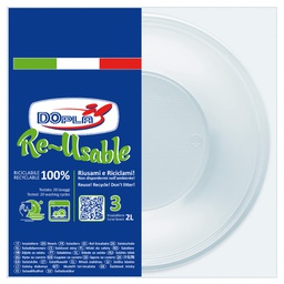 [101416] 3 Insalatiere 2lt in PS Reuse bianco Dopla