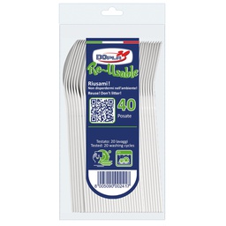 [101498] 40 Cucchiaini dessert Compact in PS Reuse 12,5cm trasparente Dopla