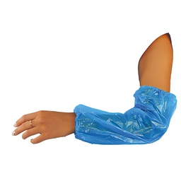 [101564] Conf 100 coprimaniche monouso LDPE 40cm azzurro Worker