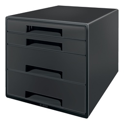 [101796] Cassettiera a cubo 4 cassetti nera Leitz Recycle