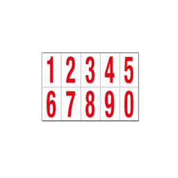 [101814] Foglio con 10 numeri autoadesivi da 0 a 9 rosso/bianco 70x124mm