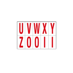 [101837] Foglio con 10 lettere autoadesive da U a Z rosso/bianco 70x124mm