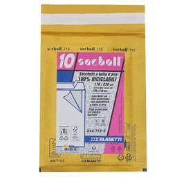 [101983] 10 Buste imbottite Sacboll in carta avana C 17X27cm BLASETTI