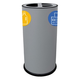[102088] Contenitore tondo 3 scomparti 70L in acciaio grigio Stilcasa