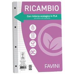 [90736] Ricambi c/rinforzo ecologico f.to A4 100gr 40fg 1 rigo c/margine Favini