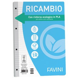 [90740] Ricambi c/rinforzo ecologico f.to A4 100gr 40fg 1 rigo Favini