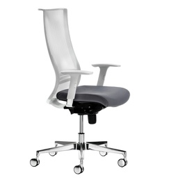 [96168] Poltrona semidirezionale Elite wing WIEB grigio/bianco con braccioli regolabili