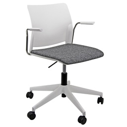 [96469] Seduta home/office Alpha APGBBRT bianco/grigio con braccioli inclusi