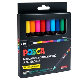 [96543] Astuccio 10 marcatore Uni Posca Pen PC1M p. extra fine 0.7mm col.ass. UNI