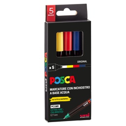 [96544] Astuccio 5 marcatore Uni Posca Pen PC1M p. extra fine 0.7mm col.ass. UNI