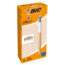 [98566] Scatola 12 penna sfera a scatto 4 Colori Wood 1.0mm BIC®