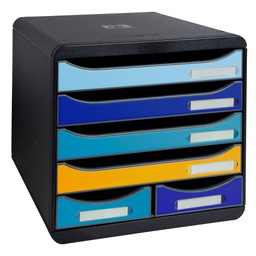 [98605] Cassettiera A4 6 cassetti BIG-BOX MAXI nero/multicolore Bee Blue Exacompta