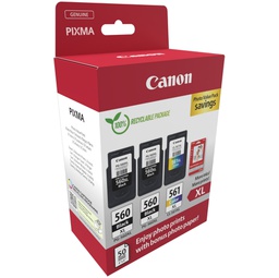 [CAN3712C012] Canon Cartuccia Ink PG-560XLx2/CL-561XL+Conf. fogli