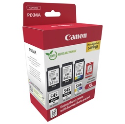 [CAN8286B015] Canon Cartuccia Ink PG-545XLx2/CL-546XL+Conf. Fogli