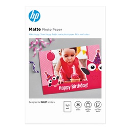 [HP7HF70A] Hp Carta fotografica opaca originale HP: 25 fogli/10 x 15 cm