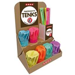 [102238] Display VoilA' 24 temperamatite Tenks Glitter + 24 righe 16cm col.ass. Arda