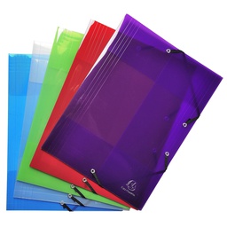 [102323] Cartella 3 lembi c/elastici in PP A4 colori ass. 56701E Crystal Colours Exacompt