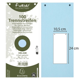 [90287] Conf.100 Divisori orizz. riciclati 105x240mm forati azzuro13415B Exacompta