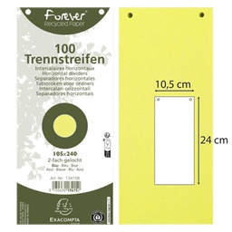 [90288] Conf. 100 Divisori orizz. riciclati 105x240mm forati giallo 13425B Exacompta