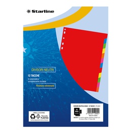 [STL5501] Divisori neutri in PP 12 tacche f.to A4 MAXI 24,5x30cm Starline