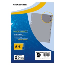[STL5502] Divisori alfabetici (A-Z in PP 20 tacche F.to A4 21x29,7cm grigio Starline