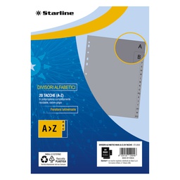 [STL5503] Divisori alfabetici (A-Z in PP 20 tacche F.to A4 MAXI 24,5x30cm Grigio Starline