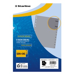 [STL5504] Divisori mensili (GEN-DIC in PP 12 tacche F.to A4 21x29,7cm Grigio Starline