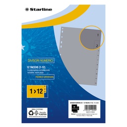 [STL5506] Divisori numerici (1-12 in PP 12 tacche F.to A4 21x29,7cm Grigio Starline